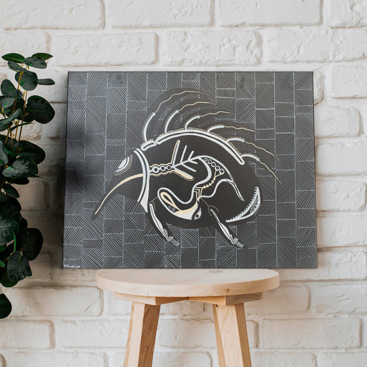 'Dreamtime Echidna' Original Canvas Artwork by Aboriginal Artist, Theresa Chatfield | Indigico Creative Studio