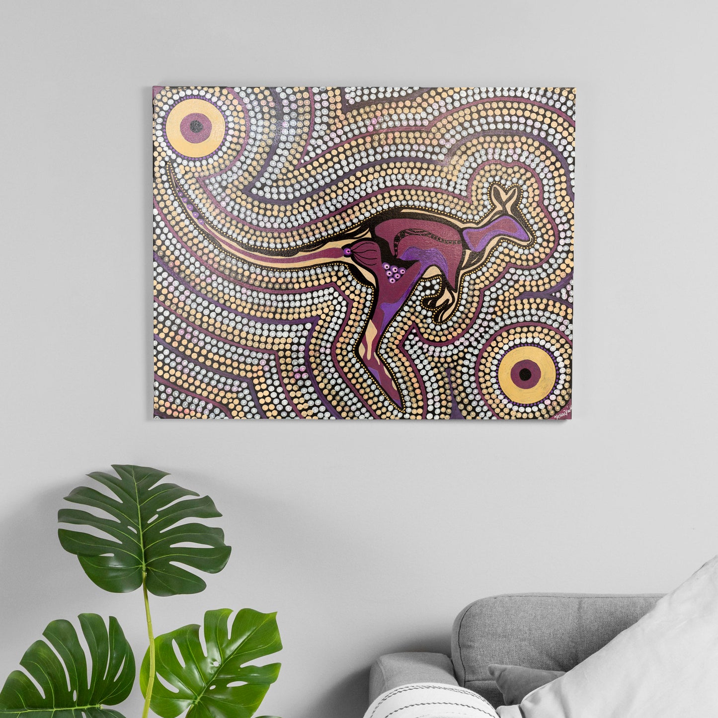 'Dreamtime Kangaroo' Original Canvas Artwork by Aboriginal Artist, Theresa Chatfield | Indigico Creative Studio