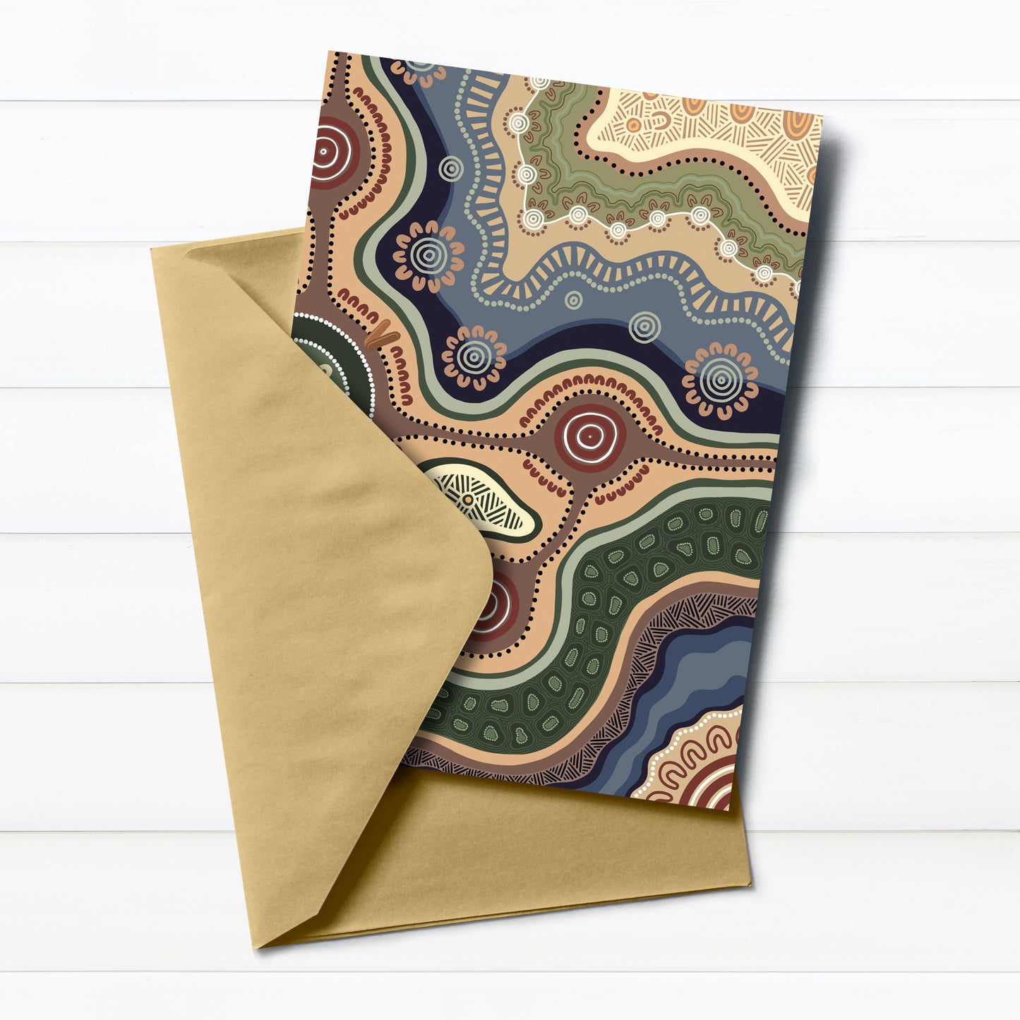 Indigico A6 Aboriginal Greeting Card with Envelope - 'Foundations' artwork