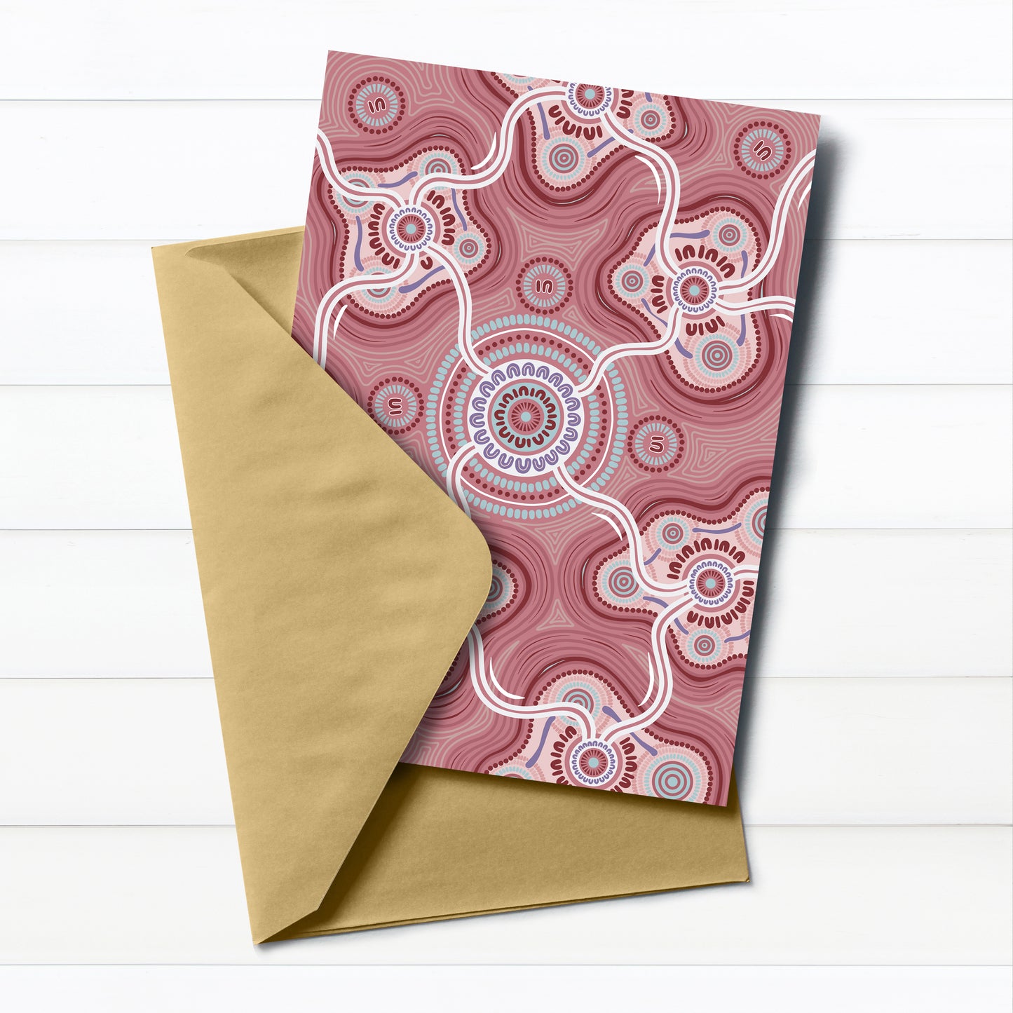 Indigico A6 Eco-friendly Aboriginal Art Greeting Card with Envelope - 'Ripples of the Matriarchs' artwork by Amy Allerton