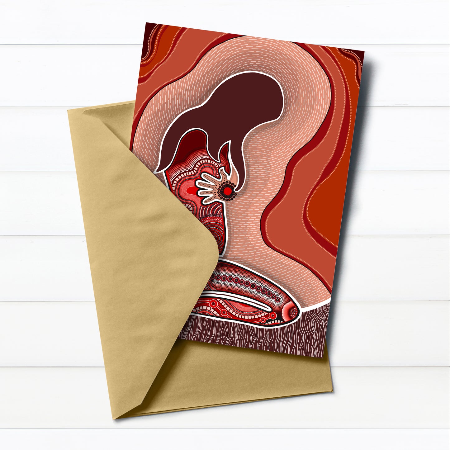 Indigico A6 Eco-friendly Aboriginal Art Greeting Card with Envelope - 'Walanbaa Yinarr' artwork by Amy Allerton
