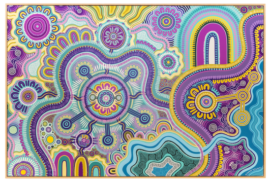 Indigico Aboriginal Art Canvas Print - Framed or Unframed - 'Guwaabal' artwork by Amy Allerton