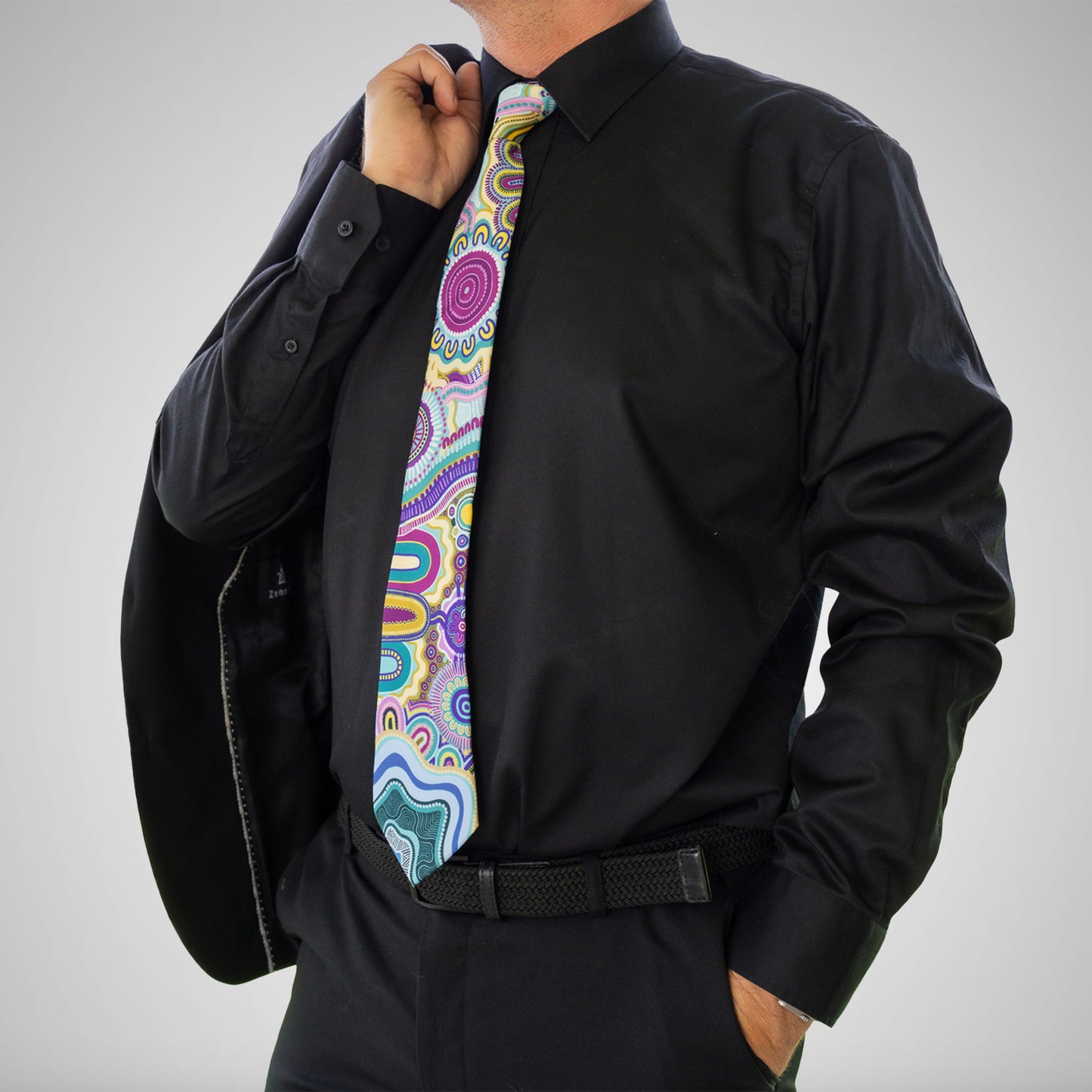 Indigico Aboriginal Art Mens Neck Tie *LIMITED EDITION* - 'Guwaabal' print