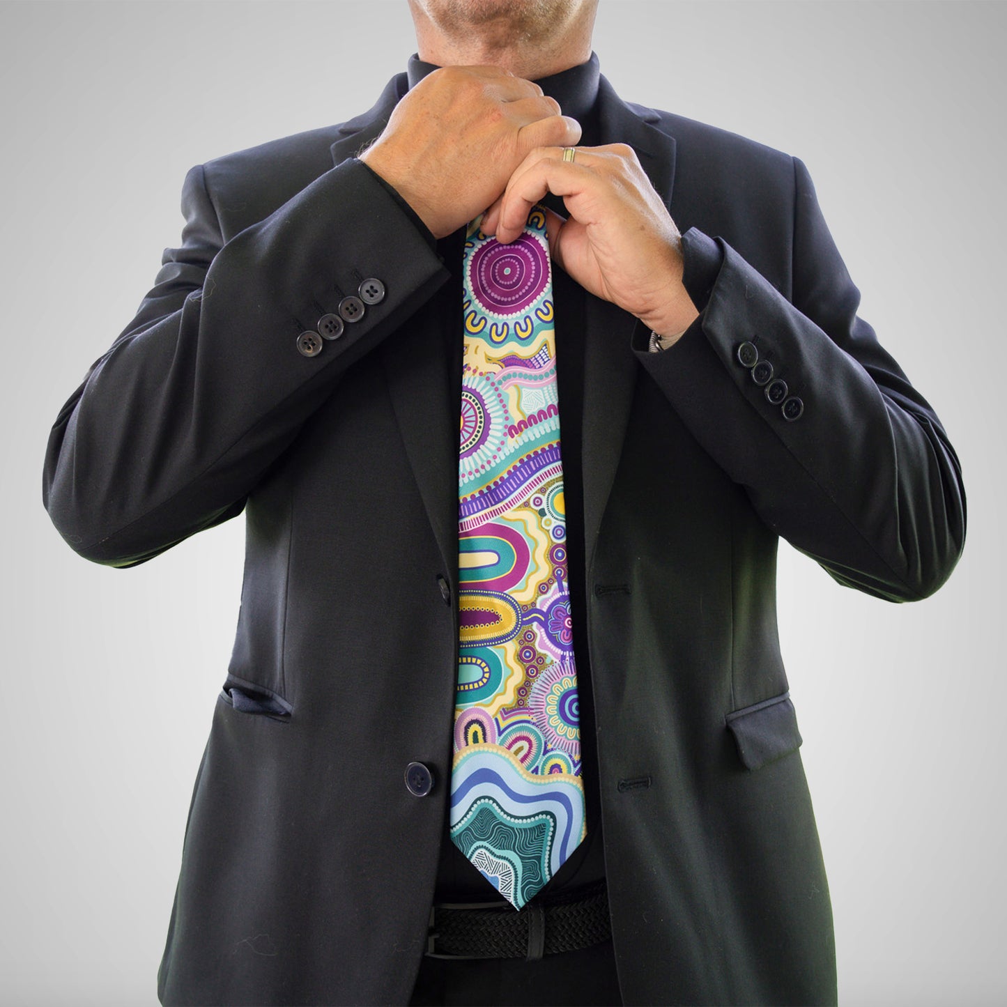 Indigico Aboriginal Art Mens Neck Tie *LIMITED EDITION* - 'Guwaabal' print