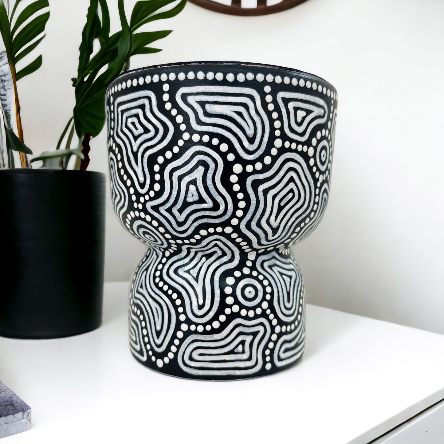 Hand painted ceramic unscented candle by Aboriginal artist, Amy Allerton | Indigico Creative Studio
