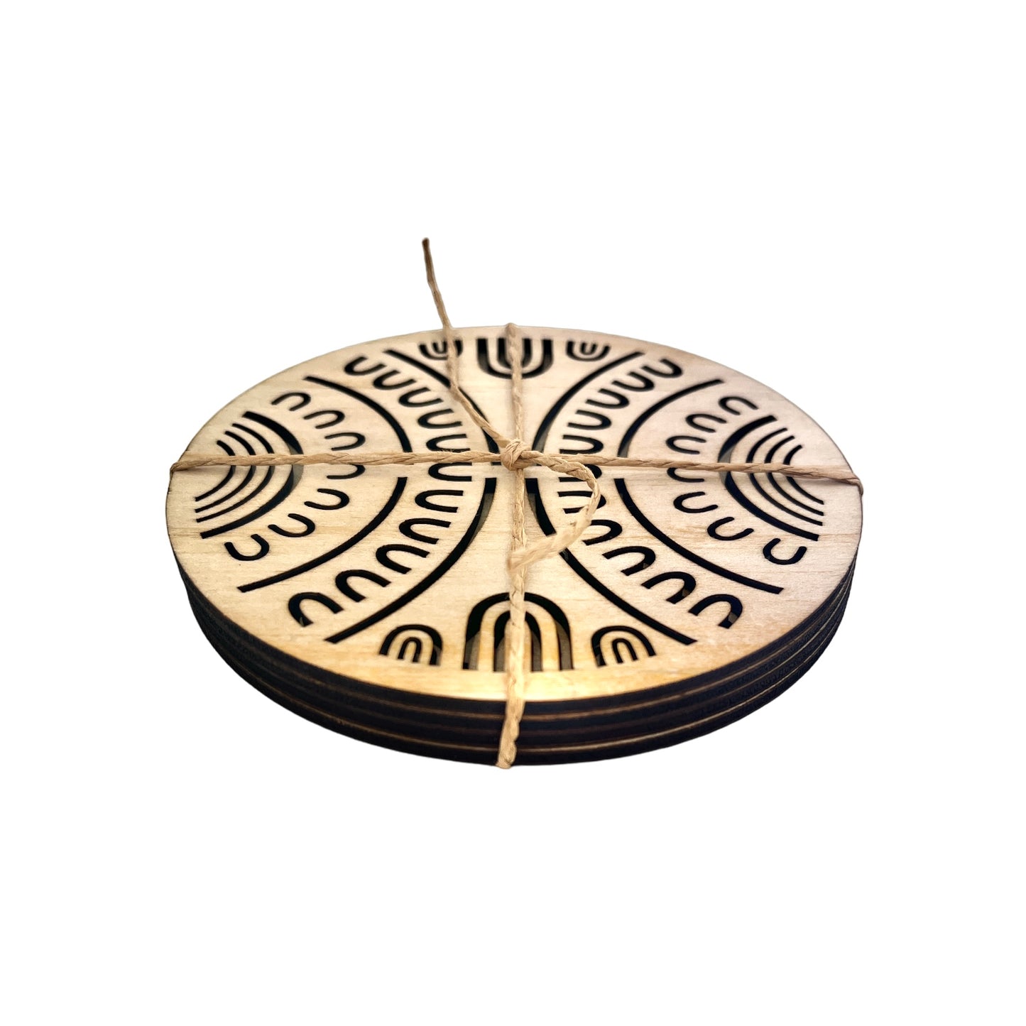 Indigico Pine Wooden Coasters - Set of 4 - 'Generations' design by Amy Allerton