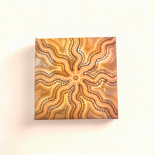 'Sun Dreaming' original canvas artwork by Aboriginal artist, Amy Allerton | Indigico Creative Studio