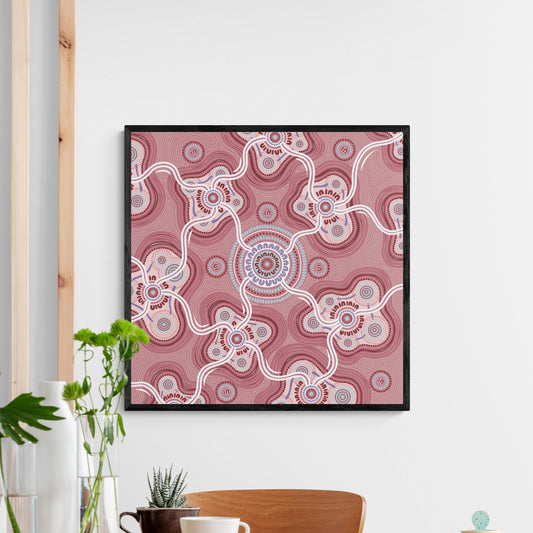 Indigico Aboriginal Art Canvas Print - Framed or Unframed - 'Ripples of the Matriarchs' artwork by Amy Allerton