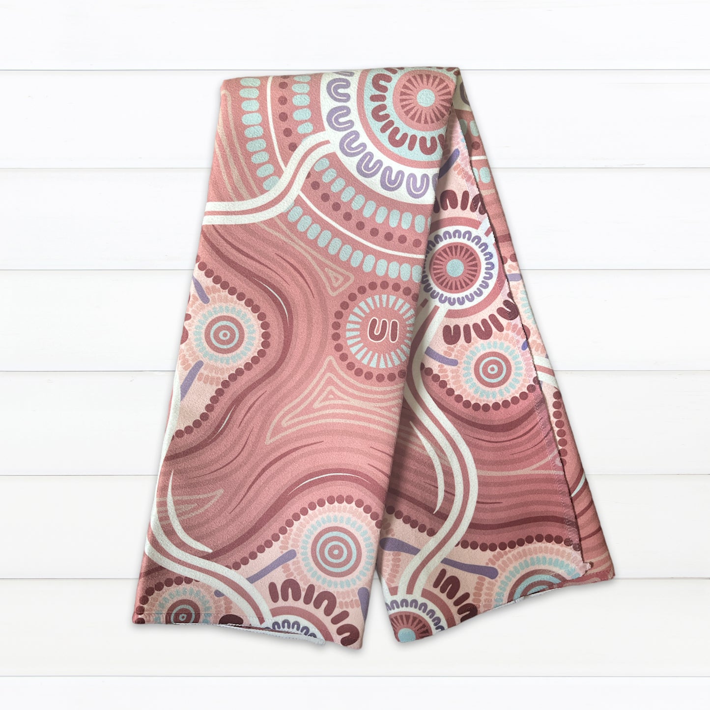 Indigico Aboriginal Art Microfibre Tea Towel - 'Ripples of the Matriarchs' artwork by Amy Allerton