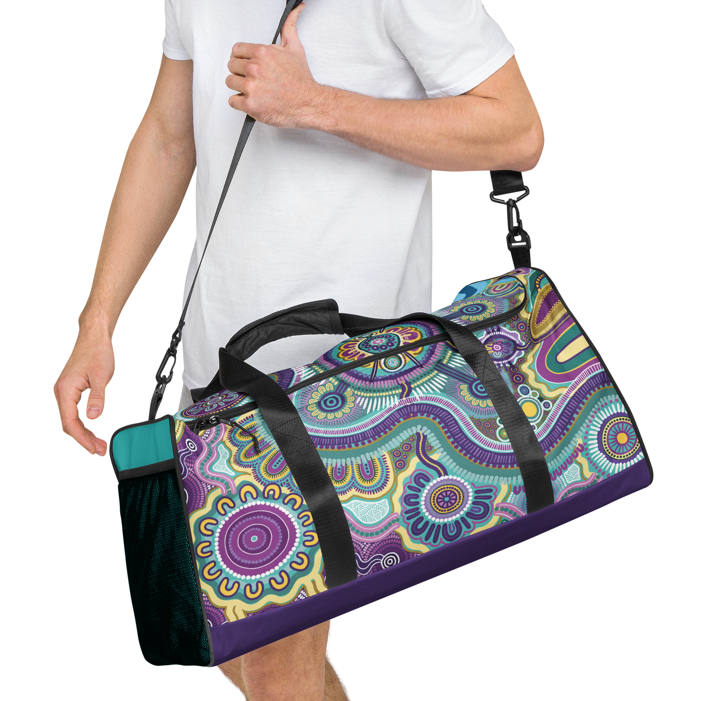 Indigico Aboriginal Art Duffle bag - 'Guwaabal' print