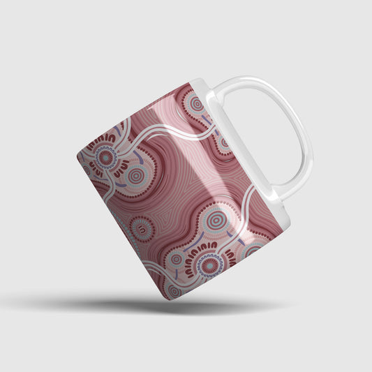 Indigico Aboriginal Art Ceramic Coffee Mug - 'Ripples of the Matriarchs' artwork by Amy Allerton