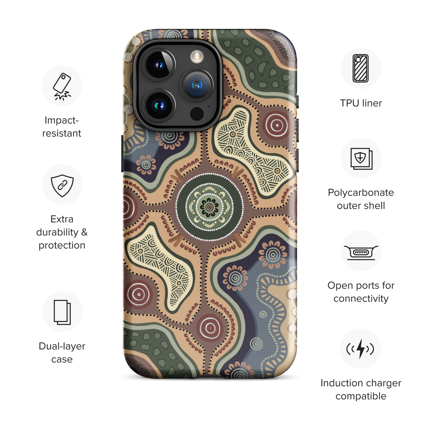 Indigico Aboriginal Art Magsafe Tough Case for iPhone® - 'Foundations' print