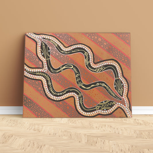  'Dreamtime Serpents' Original Canvas Artwork by Aboriginal Artist, Theresa Chatfield | Indigico Creative Studio