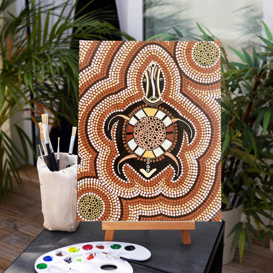  'Dreamtime Turtle' Original Canvas Artwork by Aboriginal Artist, Theresa Chatfield | Indigico Creative Studio