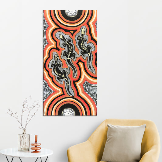 'Family of Goannas' original canvas artwork by Aboriginal artist, Theresa Chatfield | Indigico Creative Studio