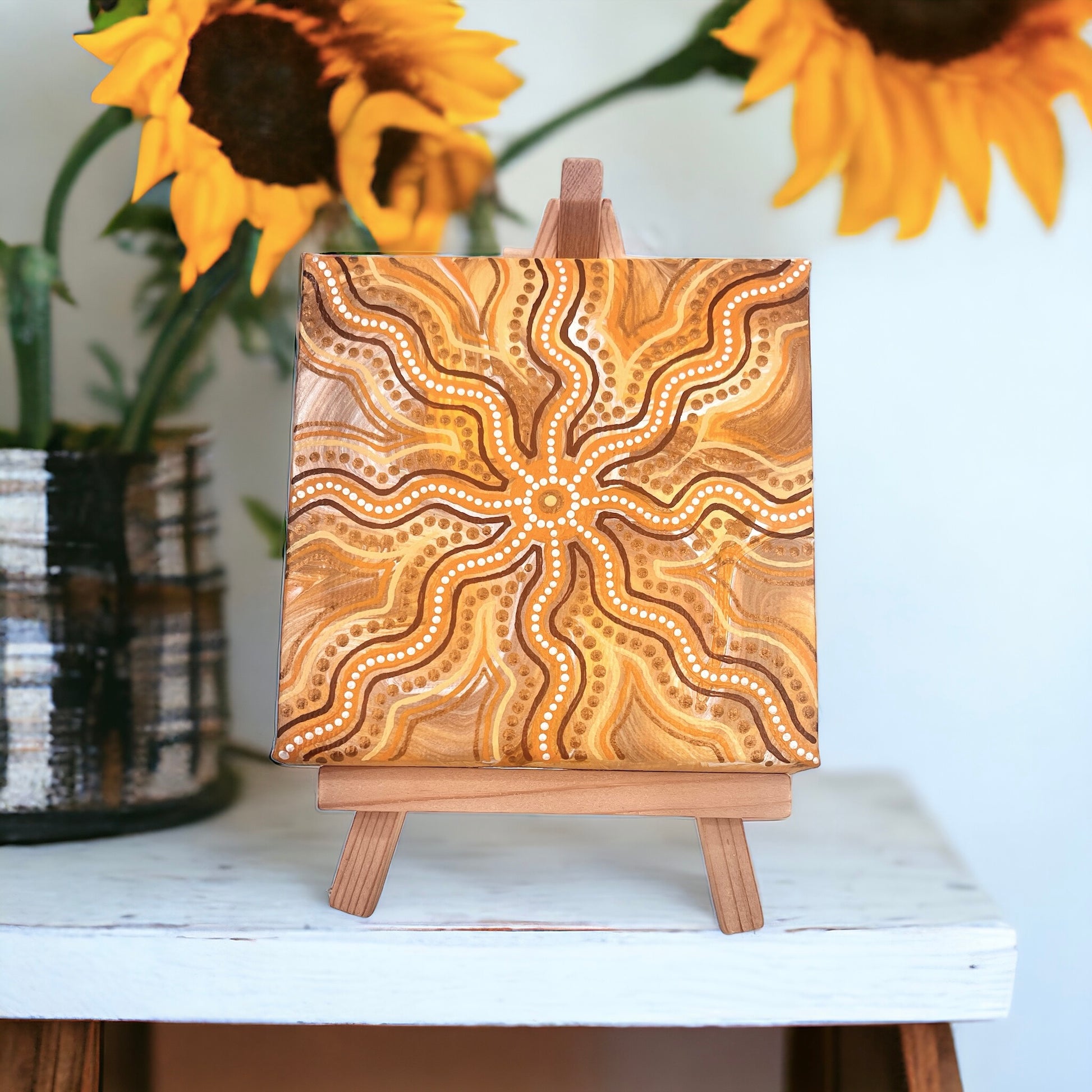'Sun Dreaming' original canvas artwork by Aboriginal artist, Amy Allerton | Indigico Creative Studio